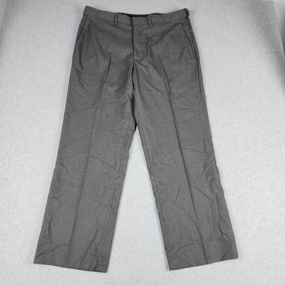 Haggar Dress Pants Mens 36x29 Gray Premium Stretch Classic Fit Business Formal